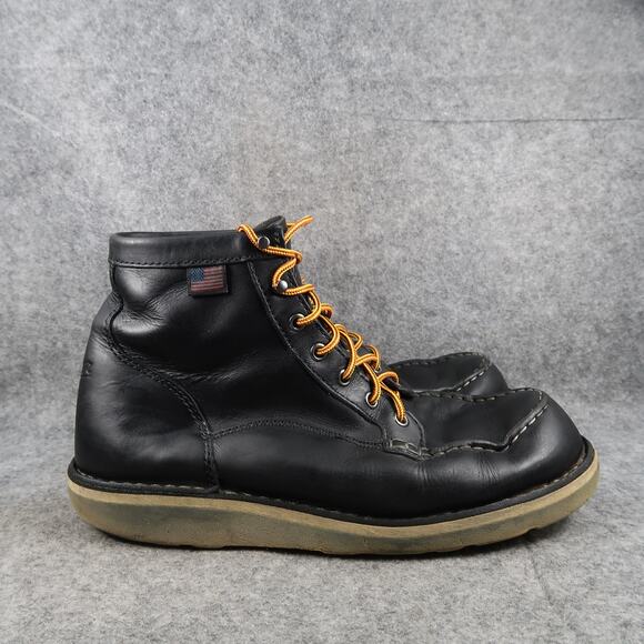 Danner Shoes Mens 10 EE Boots Leather Work Biker Bull Run Moc Toe 6" Black Shine - Picture 1 of 14